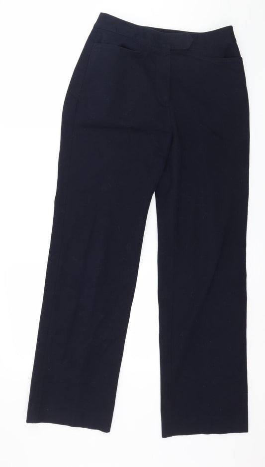 Front view of Classique women’s blue trousers, size UK 4, 28-inch leg