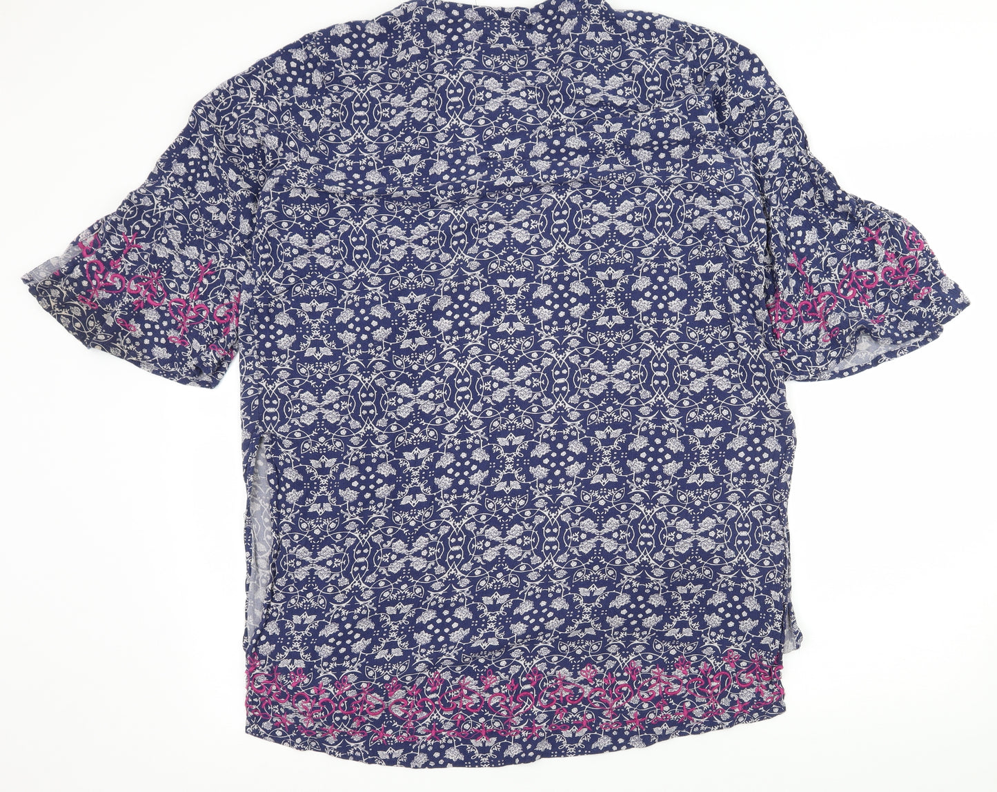 George Womens Blue Floral  Kimono Blouse Size 12