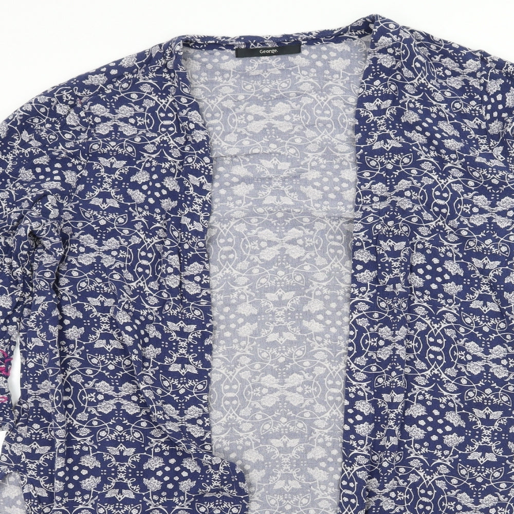 George Womens Blue Floral  Kimono Blouse Size 12