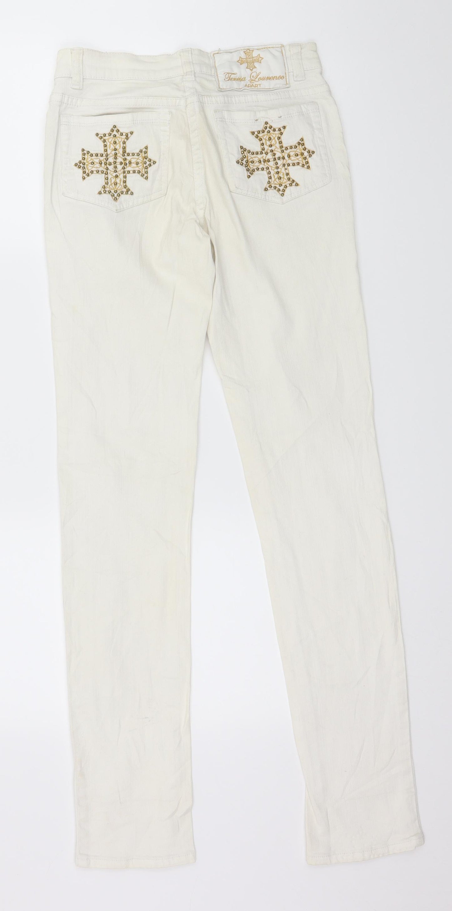 Apart Womens White  Denim Straight Jeans Size 8 L31 in