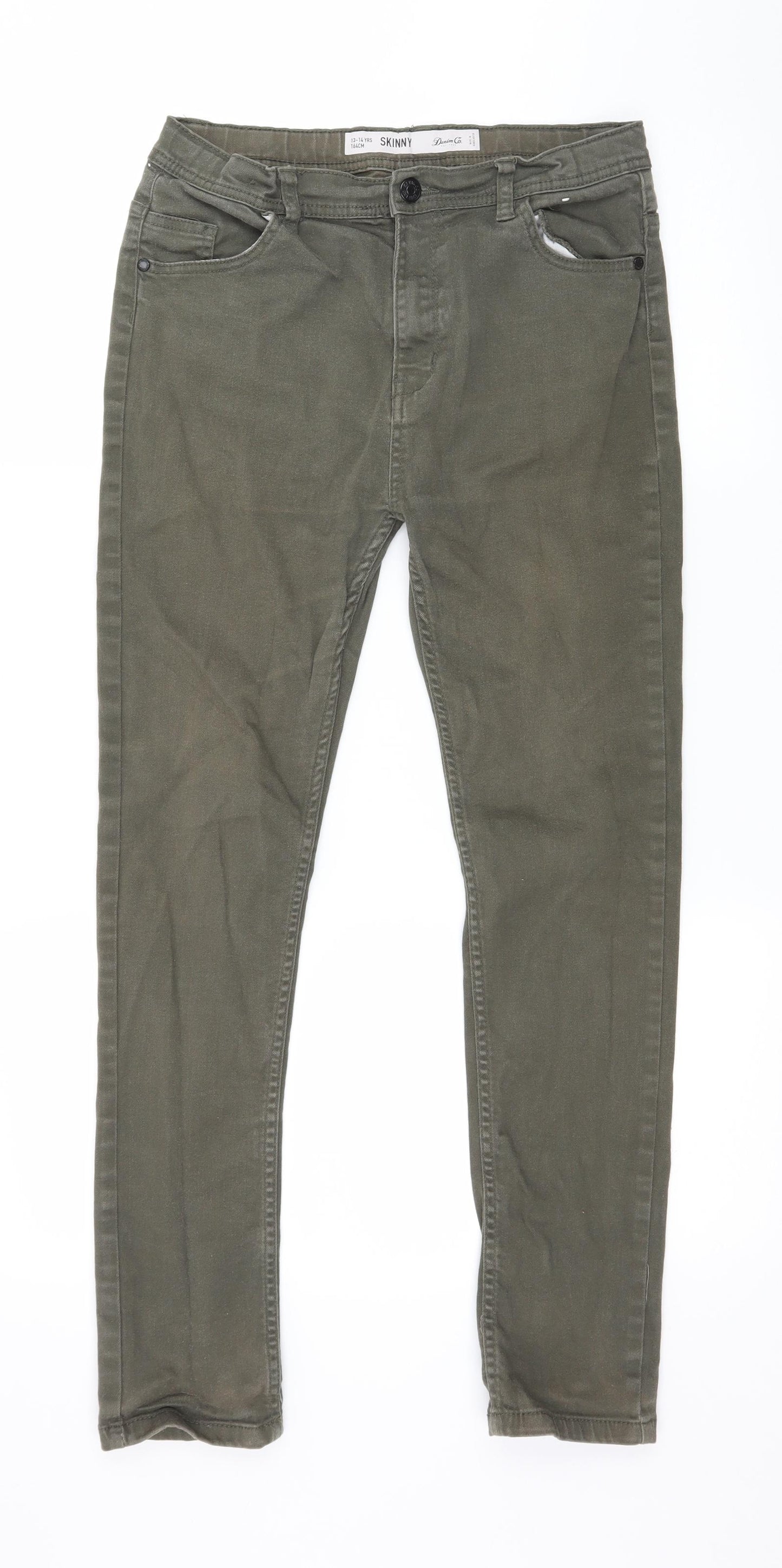 Denim & Co. Boys Green  Denim Skinny Jeans Size 13-14 Years