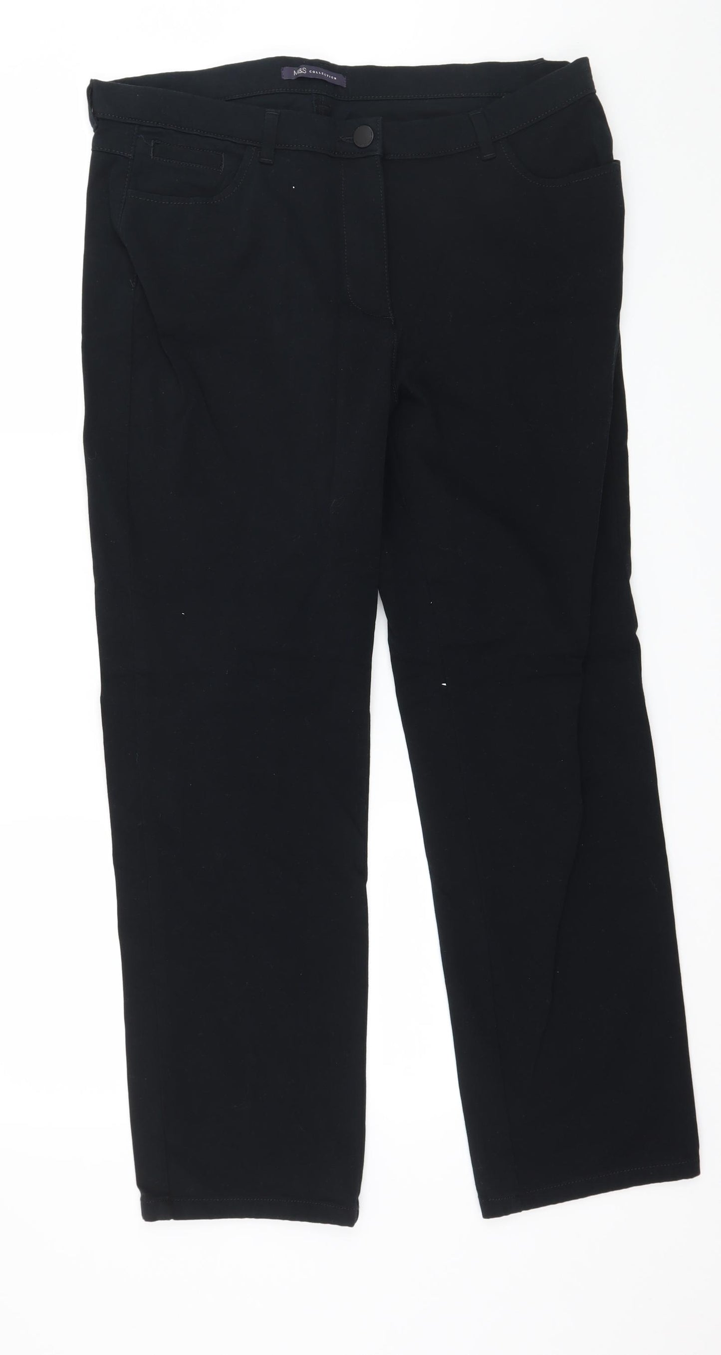 Marks and Spencer Womens Black  Denim Straight Jeans Size 16 L28 in