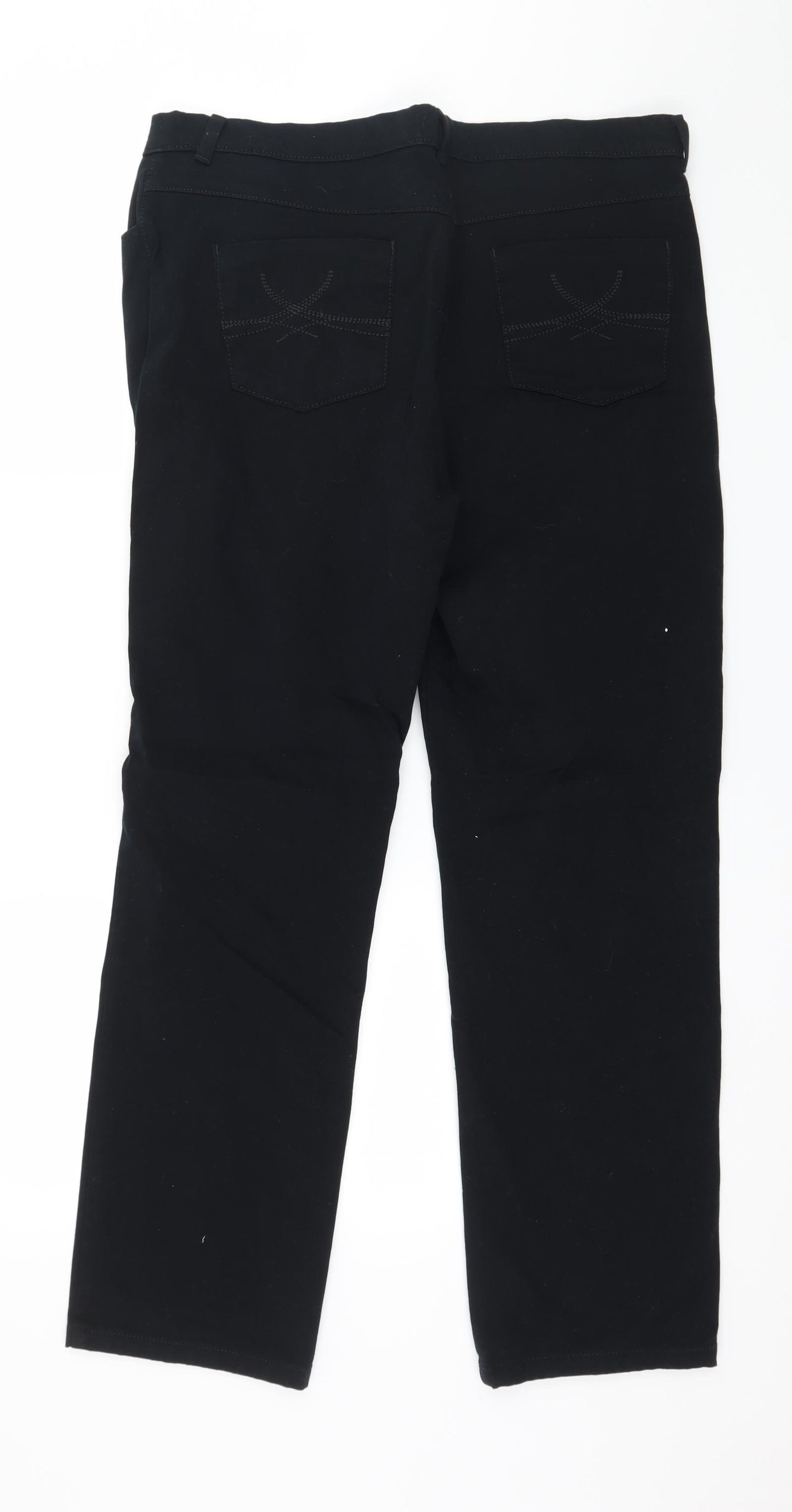 Marks and Spencer Womens Black  Denim Straight Jeans Size 16 L28 in