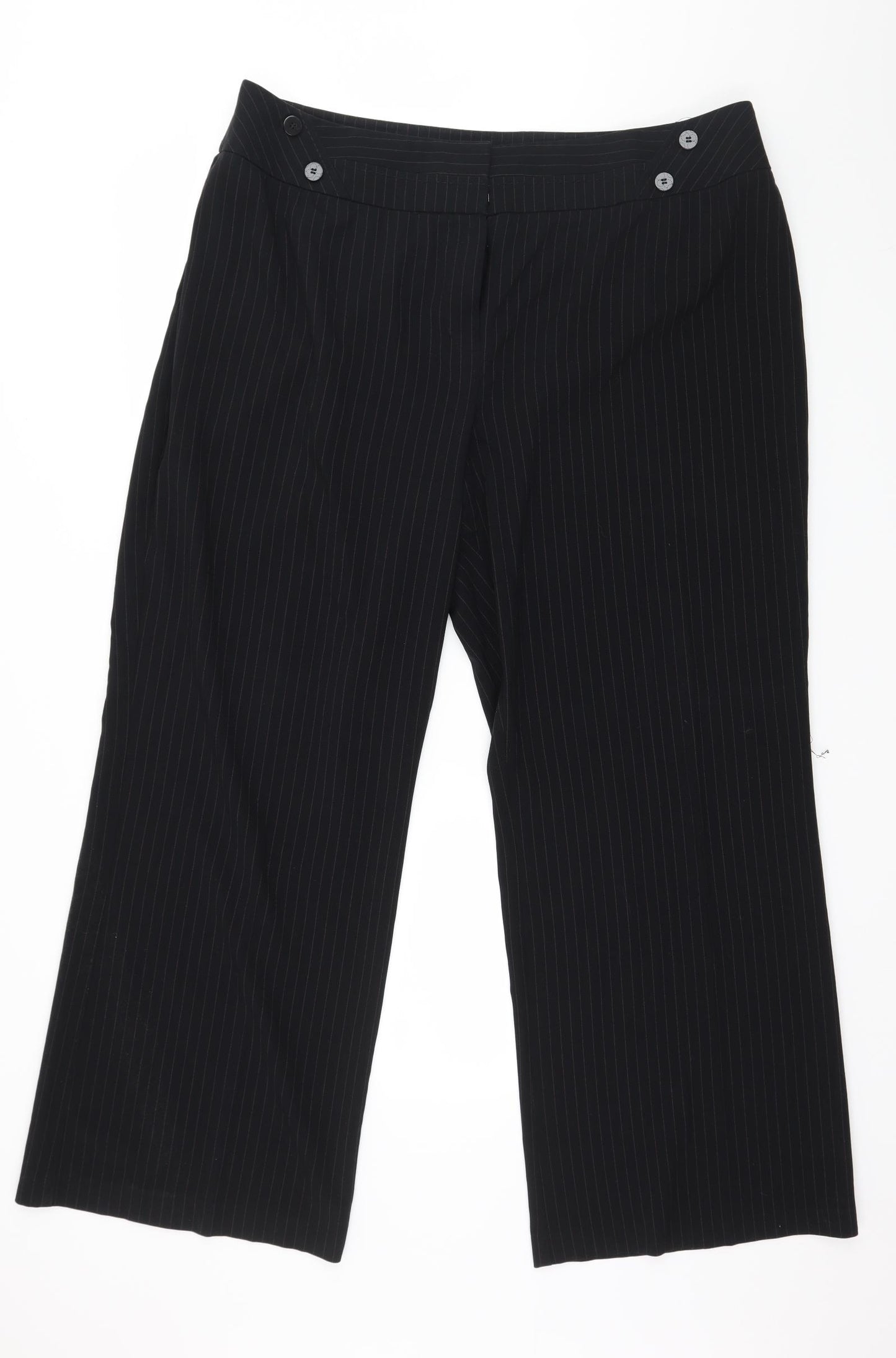 Marks and Spencer Womens Black Striped  Trousers  Size 20 L29 in