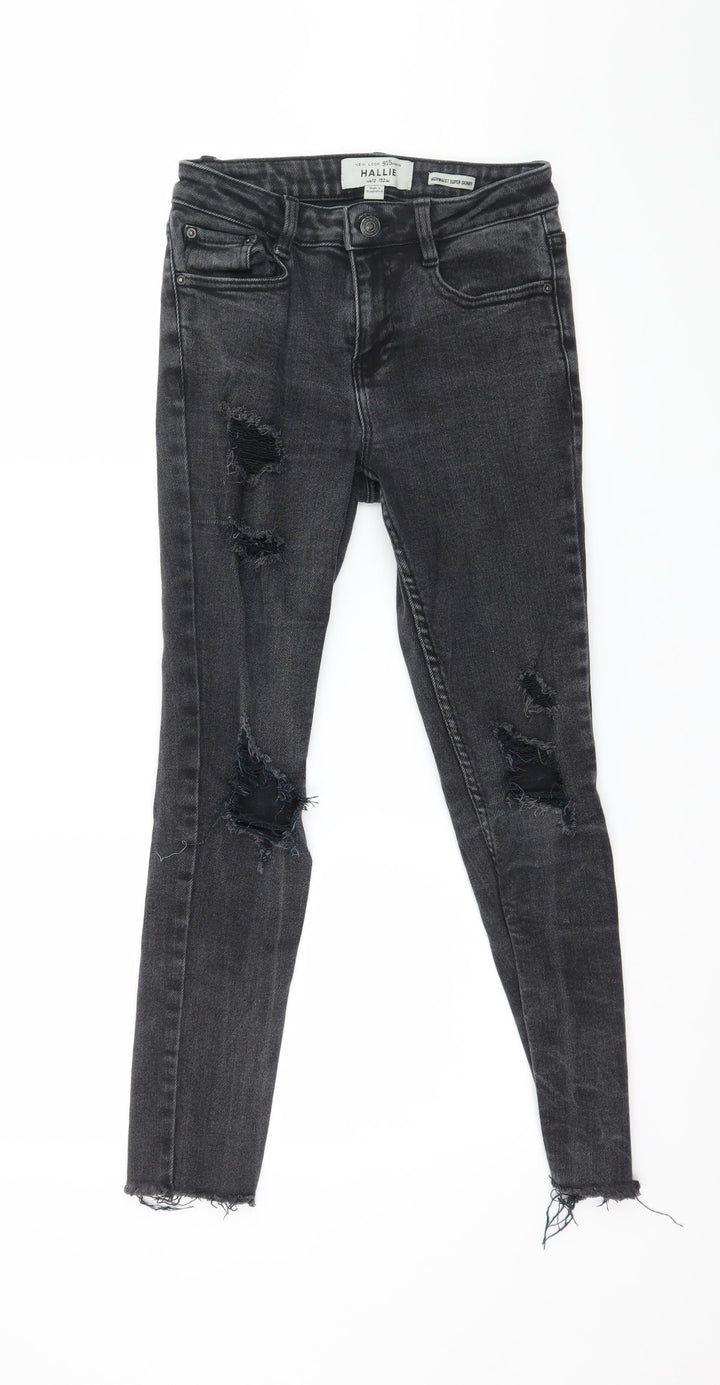 New Look Girls Grey Denim Skinny Jeans Size 12 Years - Distressed
