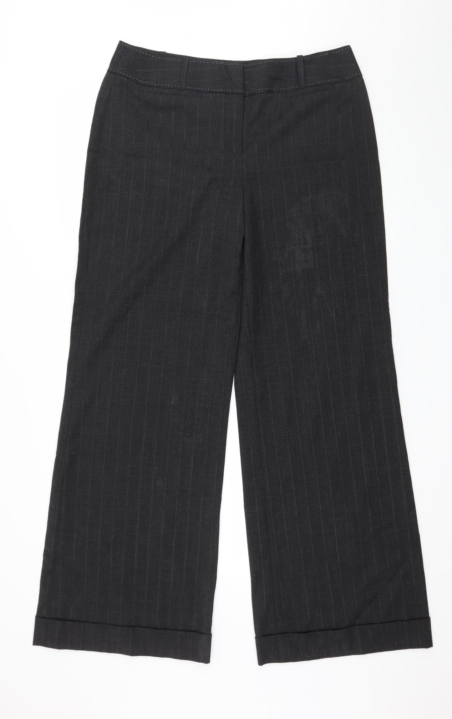 NEXT Womens Grey Striped  Trousers  Size 14 L31 in