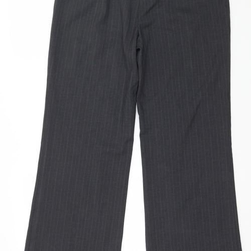 Marks and Spencer Womens Grey Striped  Trousers  Size 14 L30 in