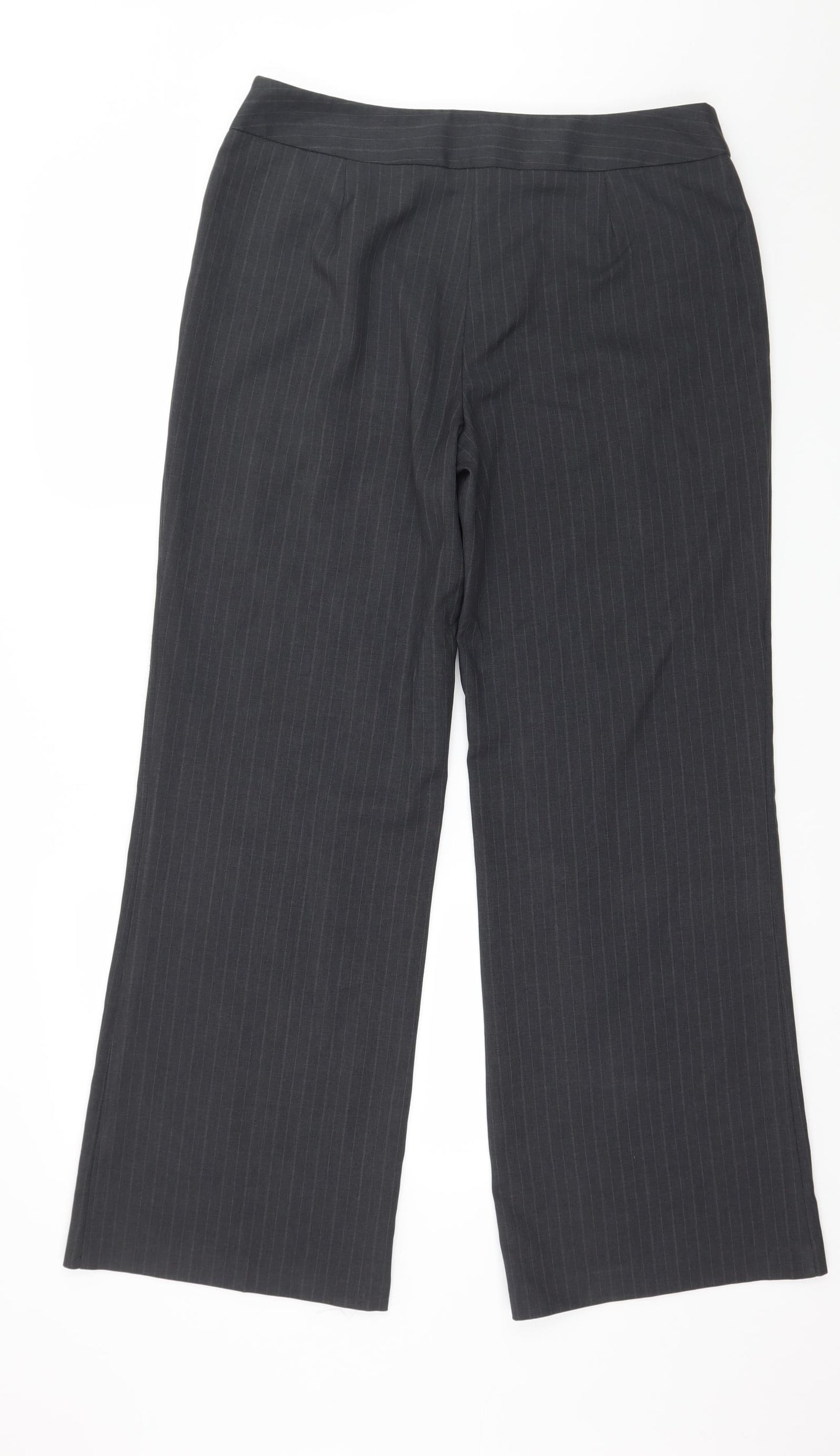 Marks and Spencer Womens Grey Striped  Trousers  Size 14 L30 in