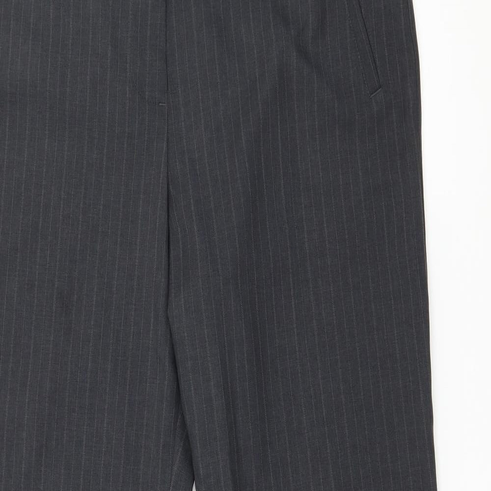 Marks and Spencer Womens Grey Striped  Trousers  Size 14 L30 in