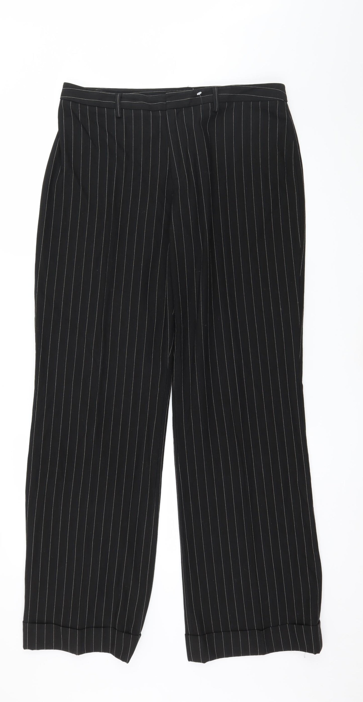 Preworn Womens Black Striped  Trousers  Size 34 in L32 in