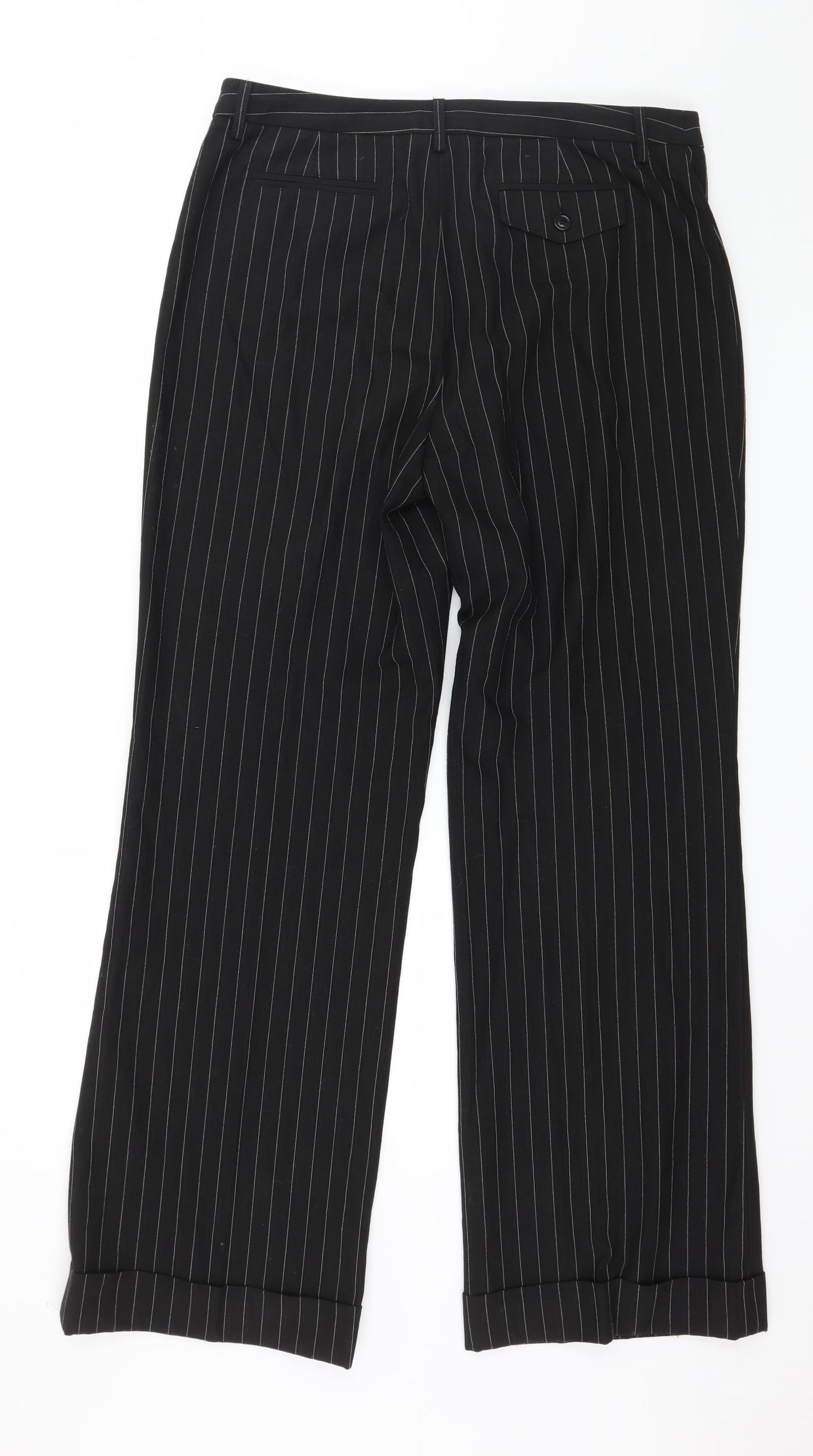 Preworn Womens Black Striped  Trousers  Size 34 in L32 in