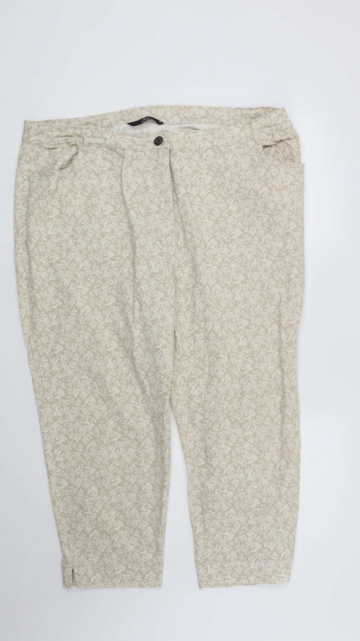 Bonmarché Womens Beige Floral  Straight Jeans Size 22 L23 in