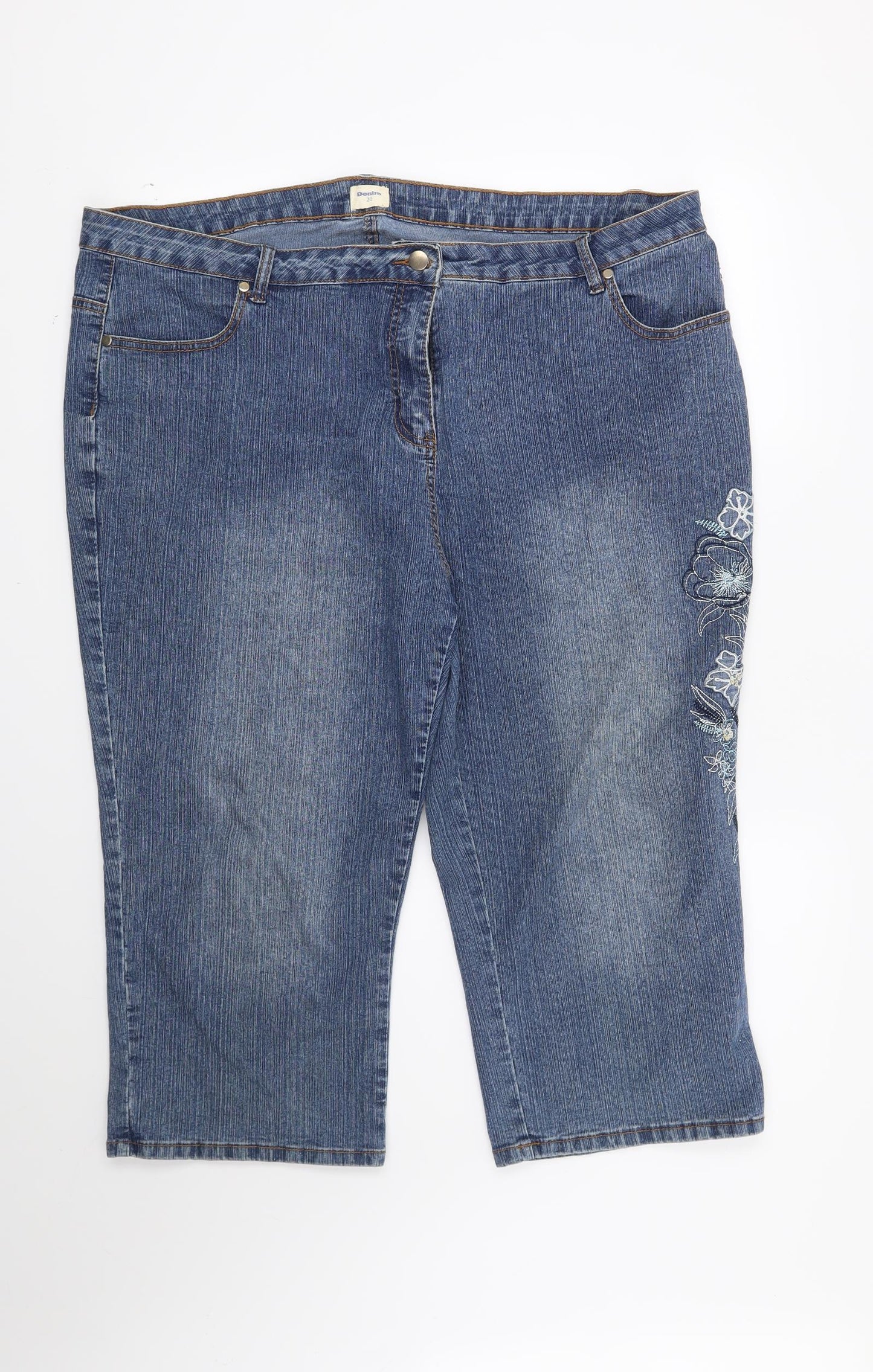 Bonmarché Womens Blue Floral  Straight Jeans Size 20 L21 in