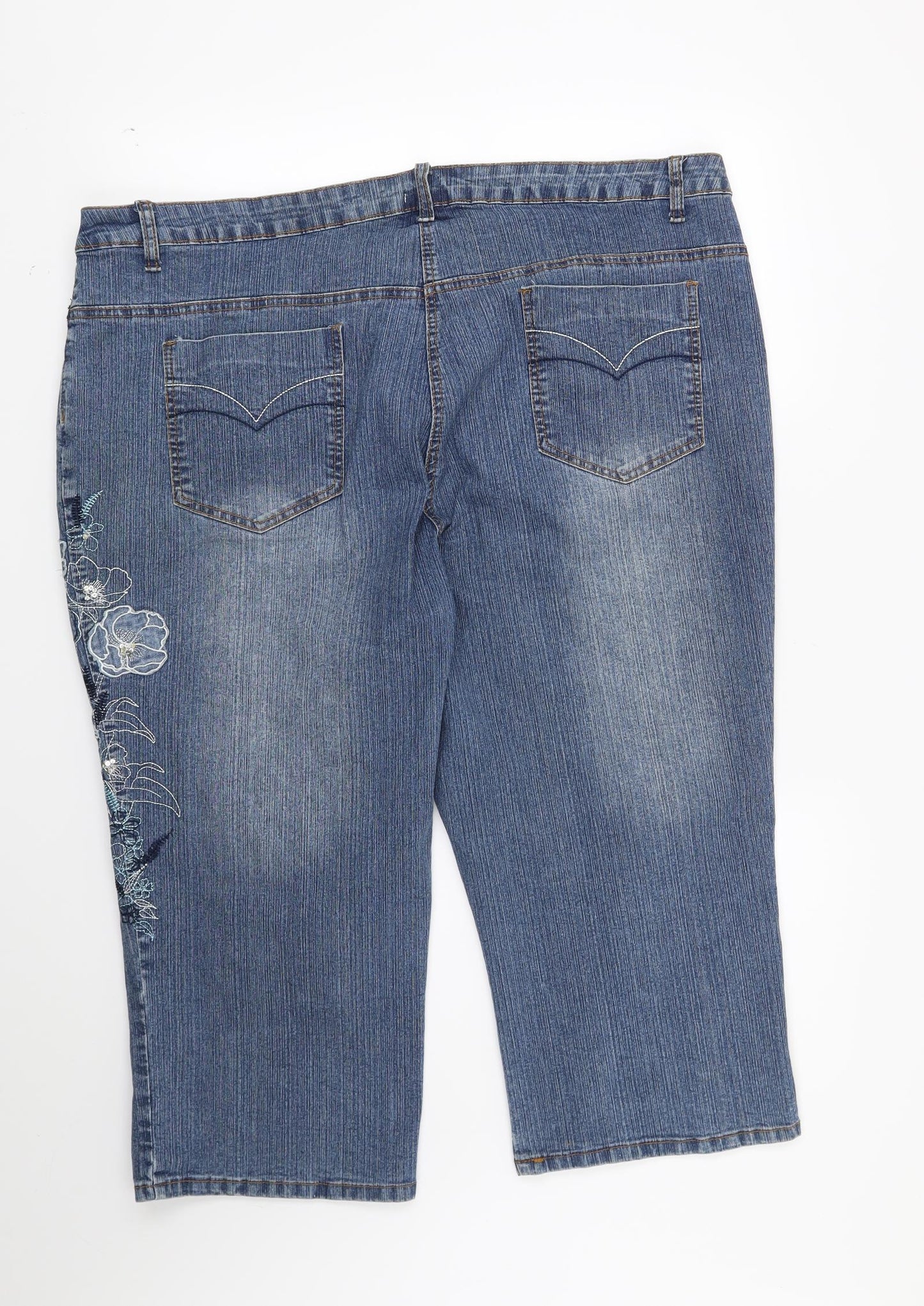 Bonmarché Womens Blue Floral  Straight Jeans Size 20 L21 in