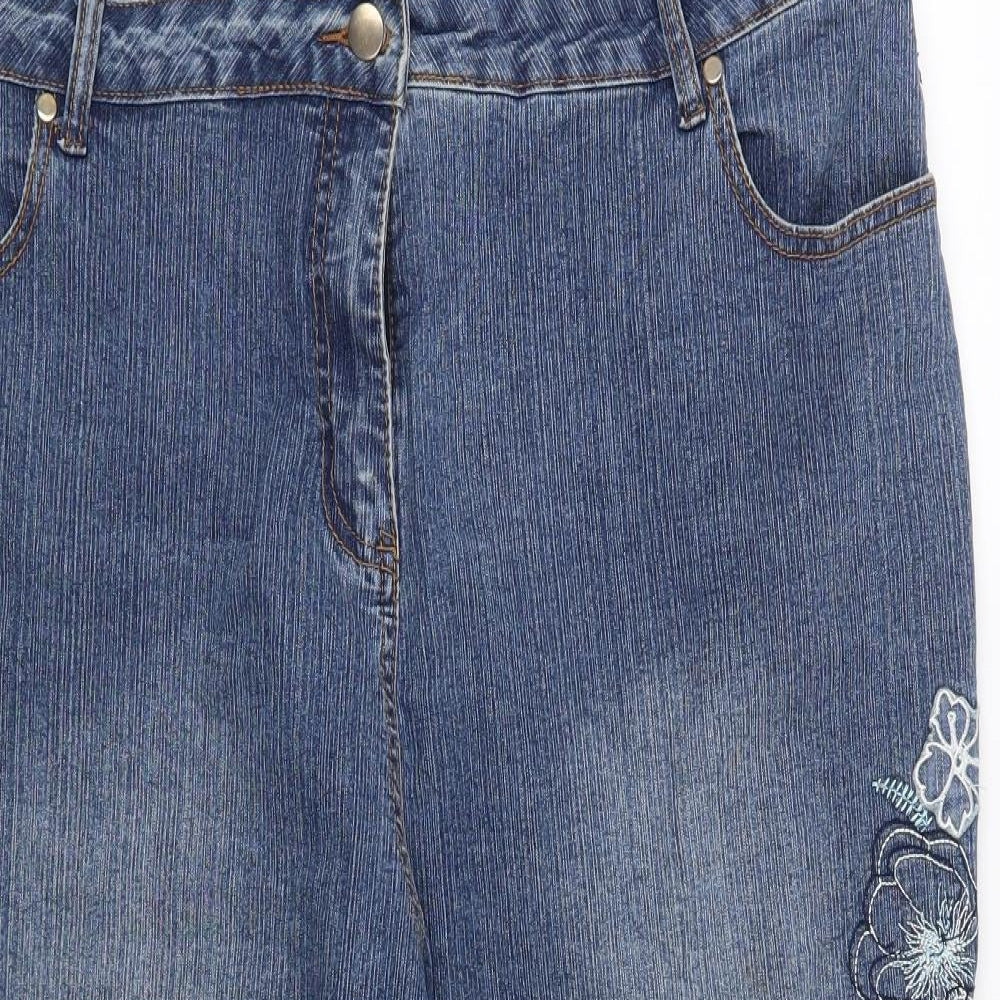 Bonmarché Womens Blue Floral  Straight Jeans Size 20 L21 in