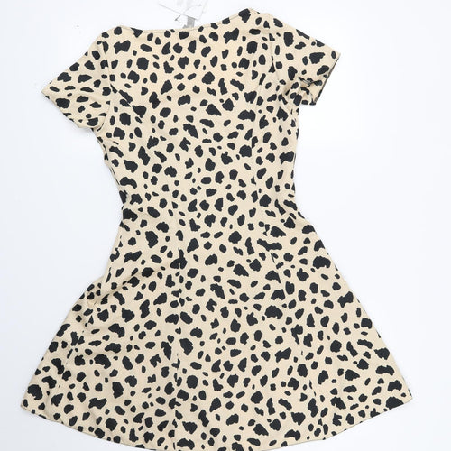 ASOS Womens Beige Animal Print  Fit & Flare  Size 6