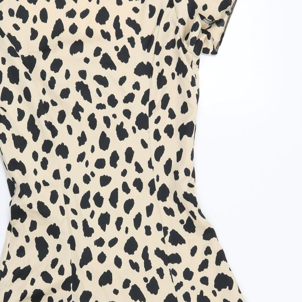 ASOS Womens Beige Animal Print  Fit & Flare  Size 6