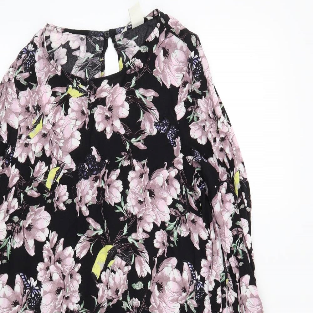 H&M Womens Black Floral  Shift  Size 4