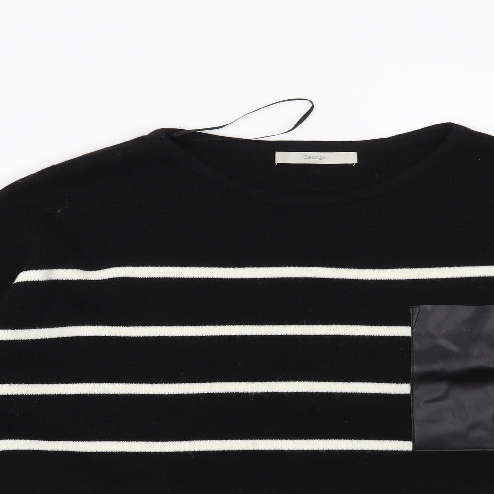 George Womens Black Striped  Pullover Jumper Size 10