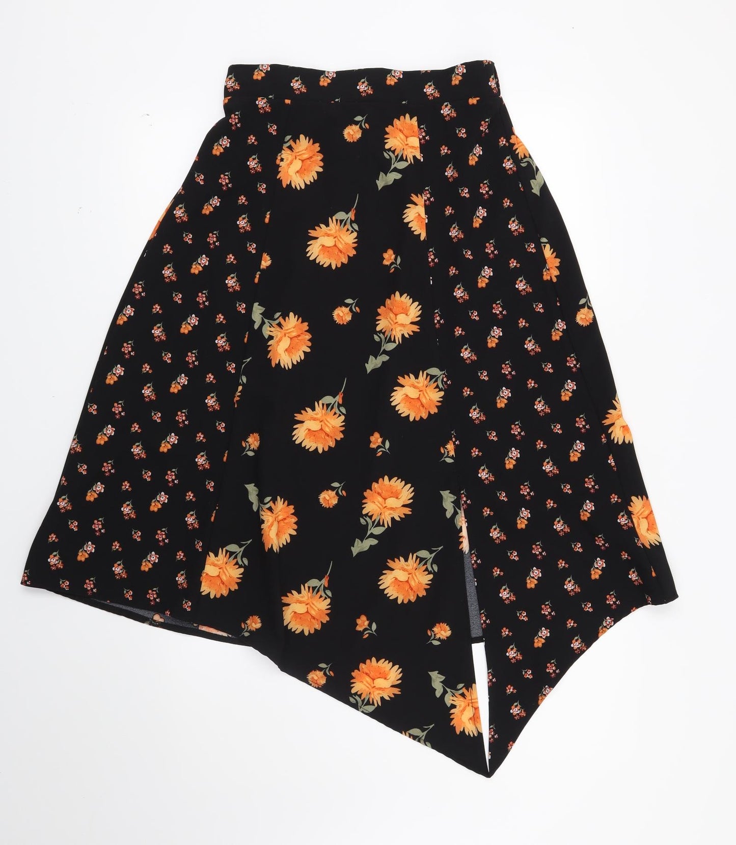 George Womens Black Floral  A-Line Skirt Size 8