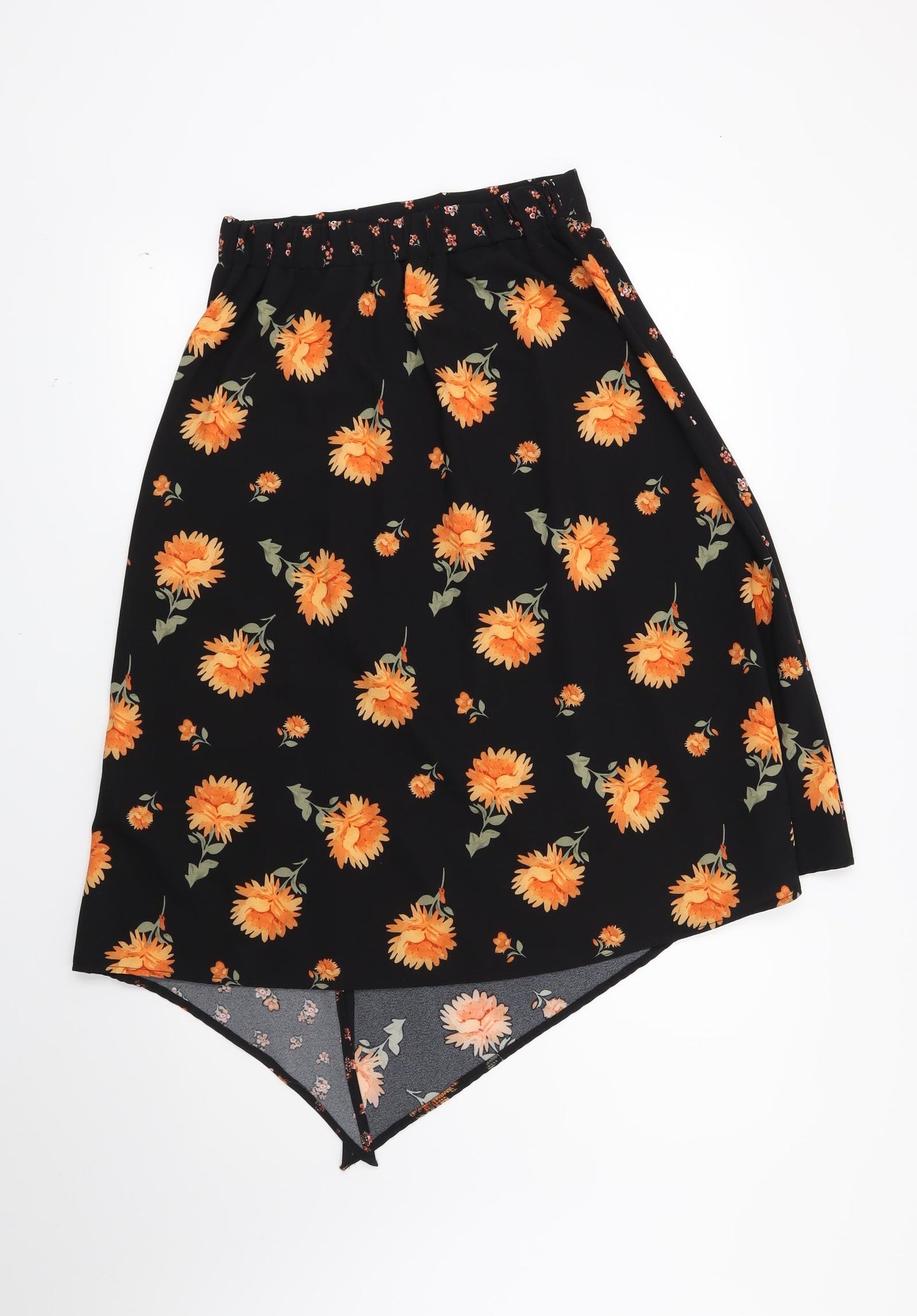 George Womens Black Floral  A-Line Skirt Size 8