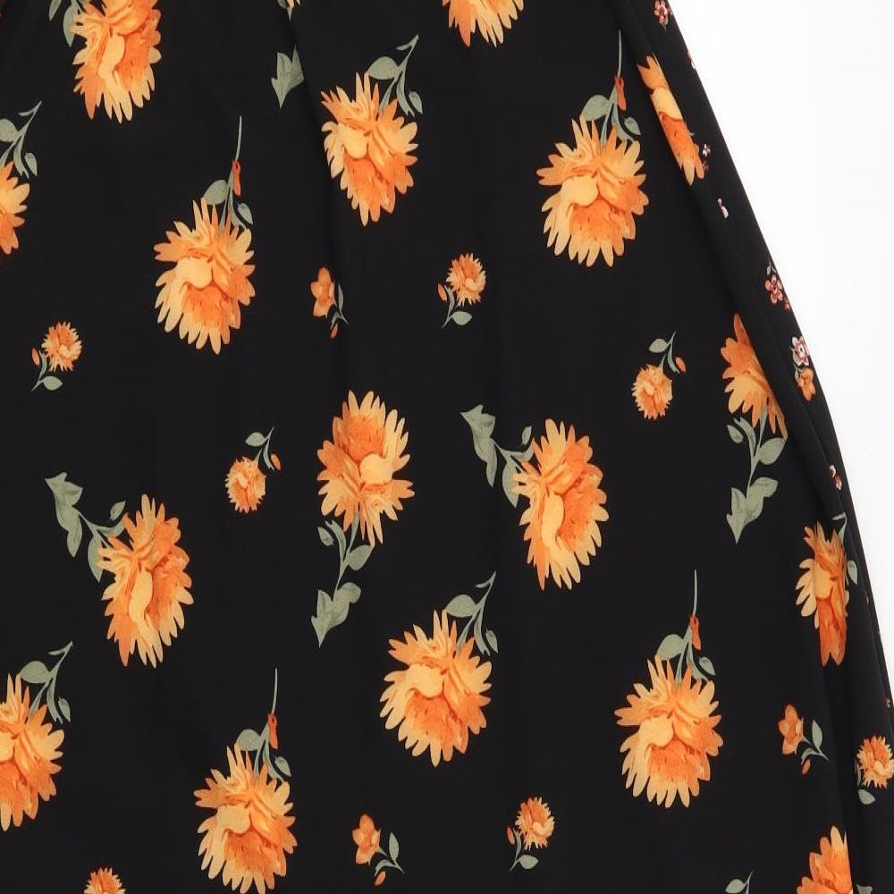 George Womens Black Floral  A-Line Skirt Size 8