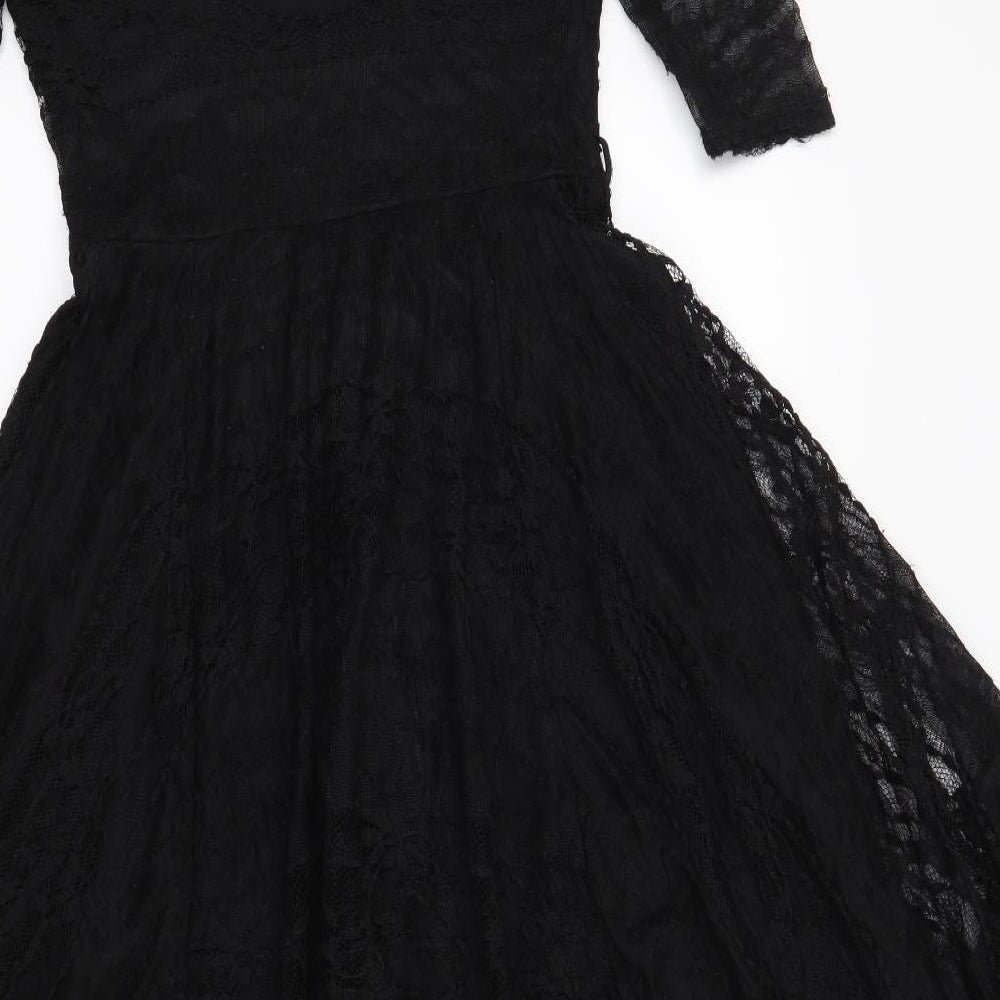 River Island Womens Black Geometric  Skater Dress  Size 8