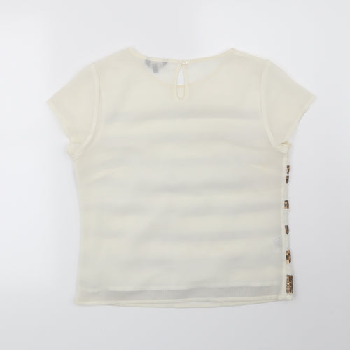 Papaya Womens Beige Striped  Basic Blouse Size 10