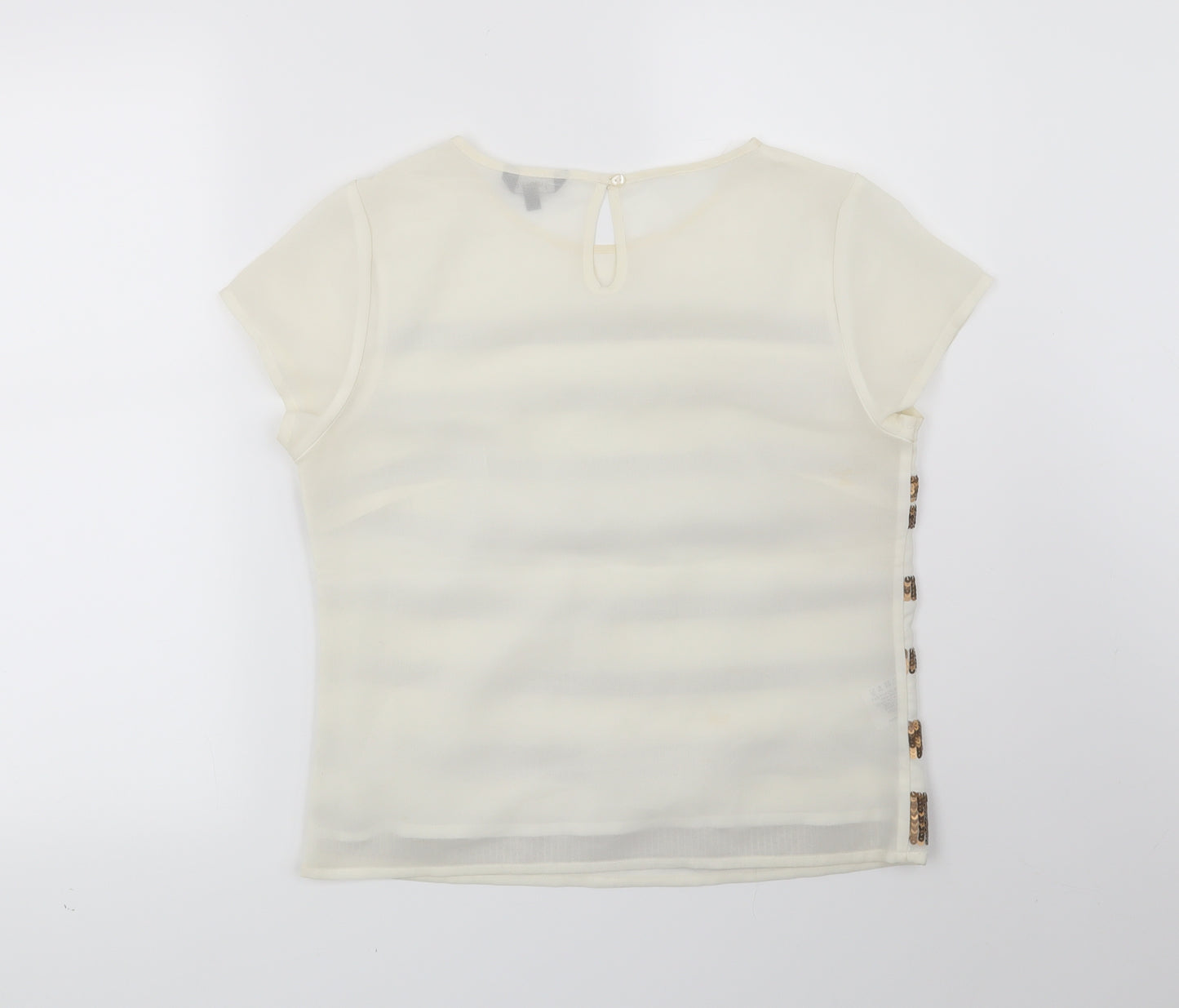 Papaya Womens Beige Striped  Basic Blouse Size 10