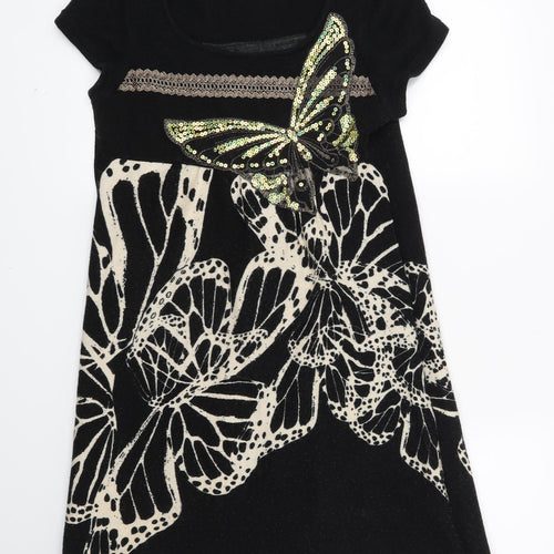 Pussycat London Womens Black Geometric  Jumper Dress  Size S