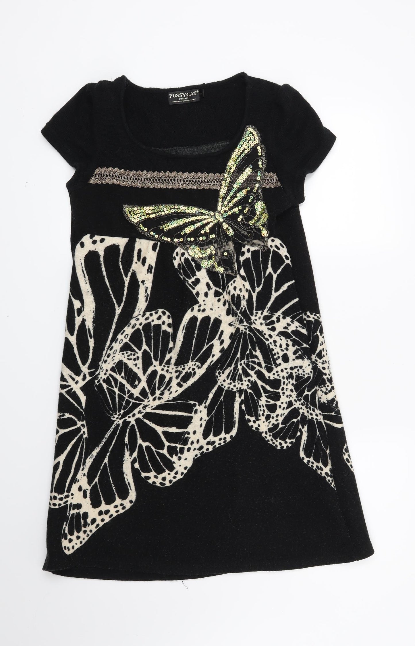 Pussycat London Womens Black Geometric  Jumper Dress  Size S