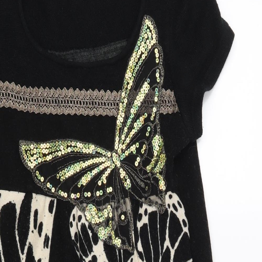 Pussycat London Womens Black Geometric  Jumper Dress  Size S