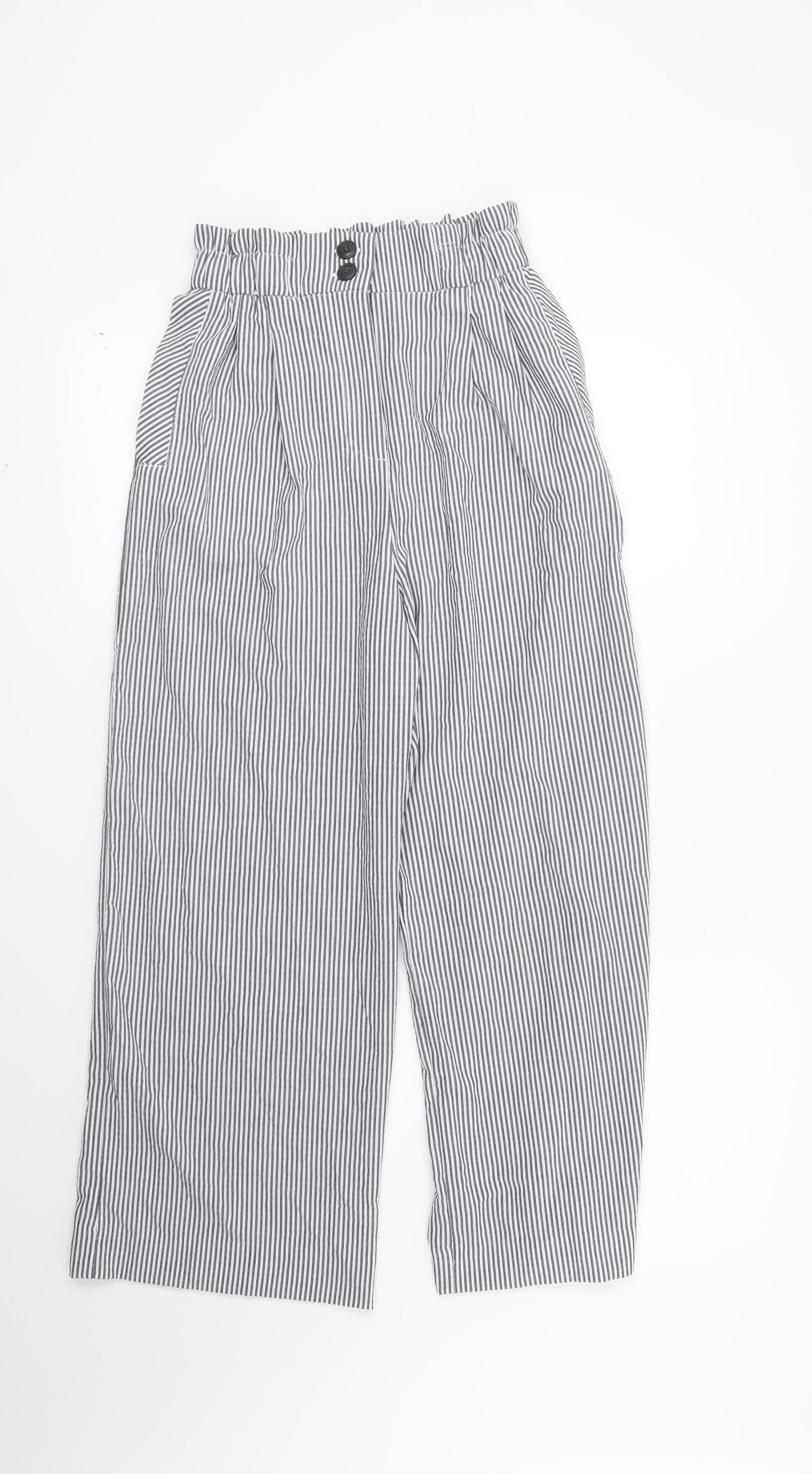 H&M Womens Blue Striped  Trousers  Size 6 L26 in