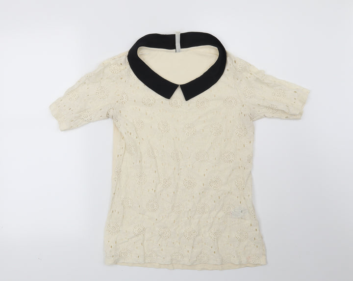NEXT Womens Beige Floral Basic Blouse Size 8