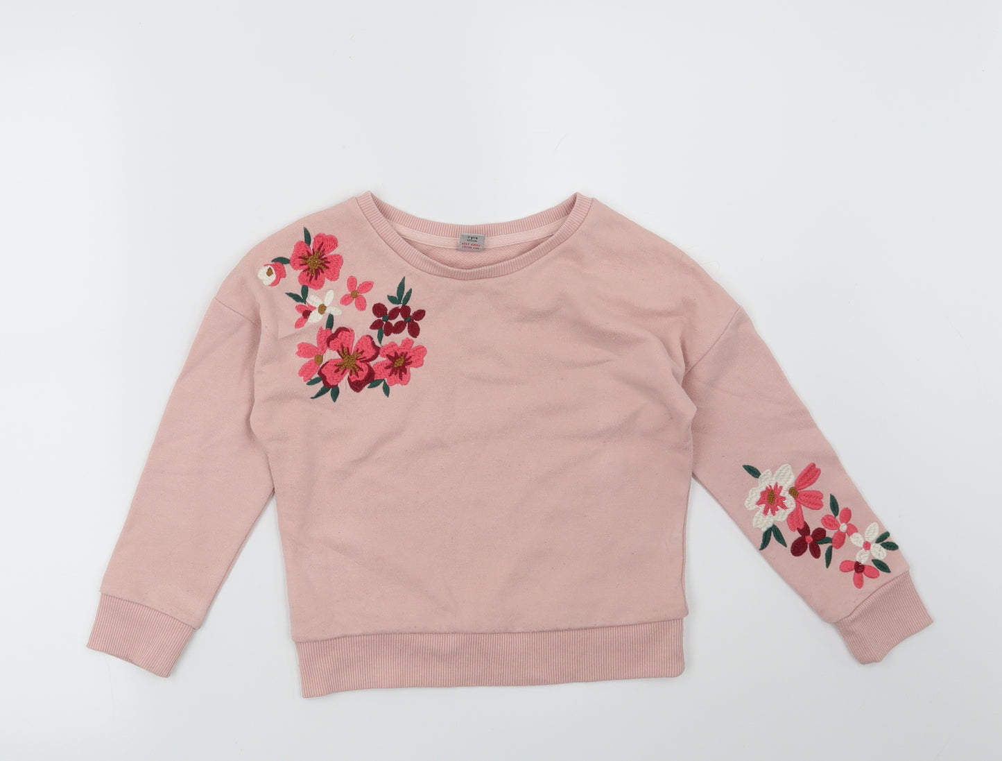 TU Girls Pink Floral  Pullover Sweatshirt Size 7 Years