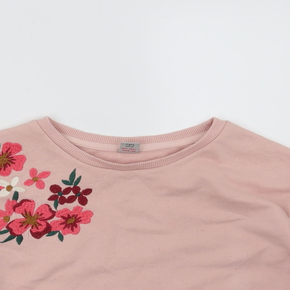 TU Girls Pink Floral  Pullover Sweatshirt Size 7 Years