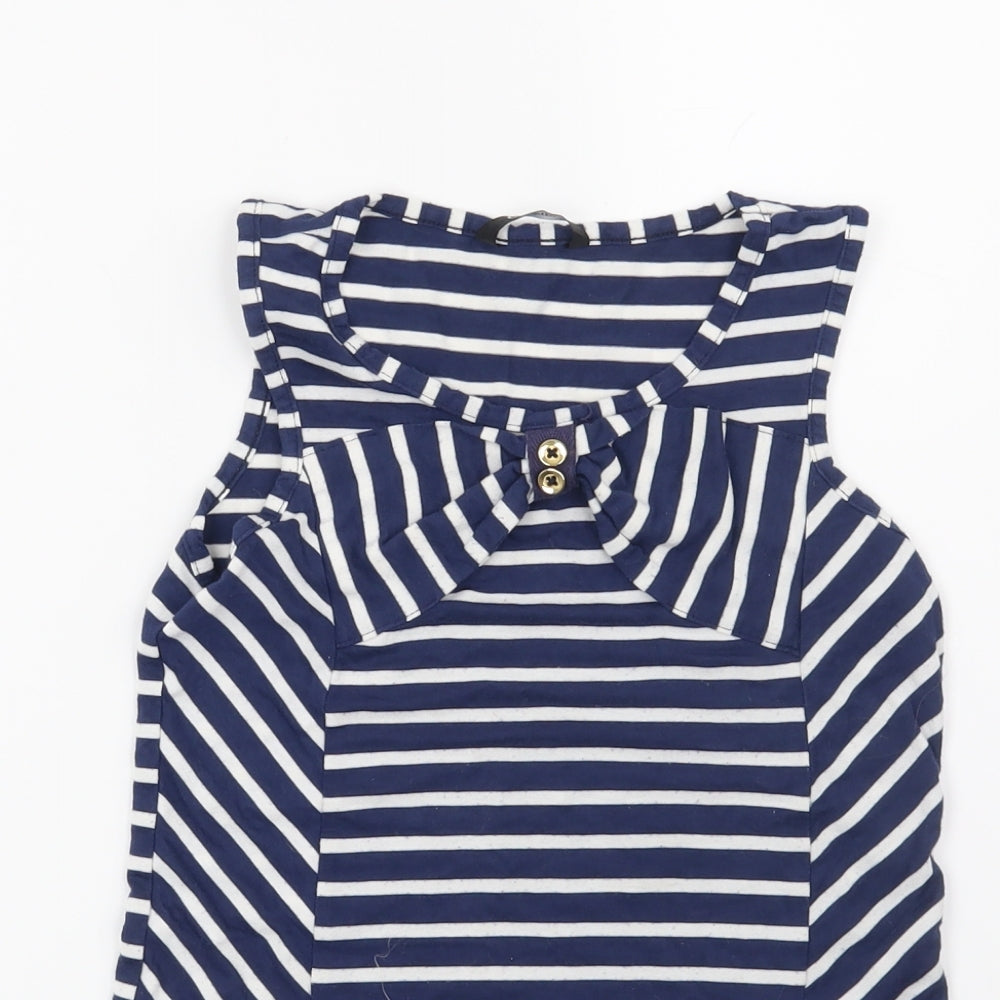 George Girls Blue Striped  Basic Blouse Size 7-8 Years