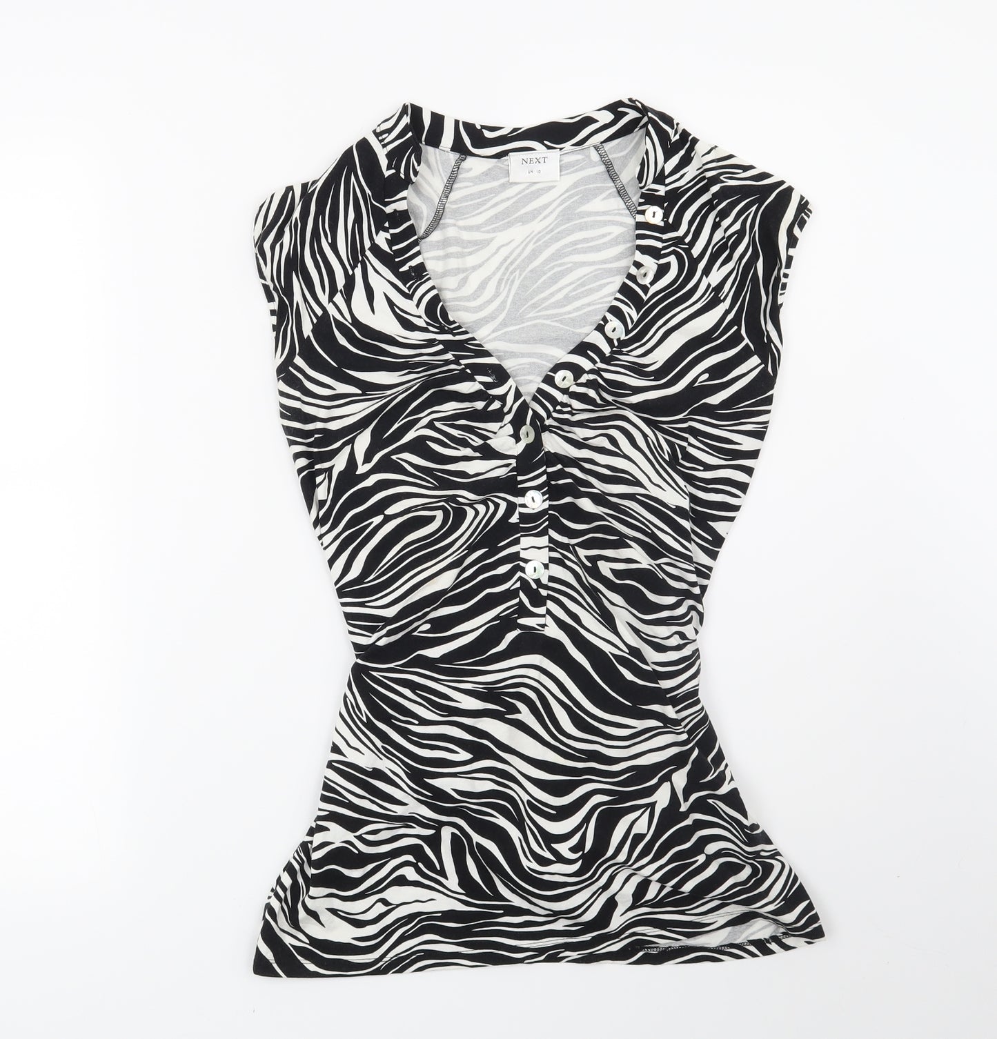 NEXT Womens Black Animal Print  Basic Blouse Size 10