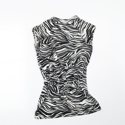 NEXT Womens Black Animal Print  Basic Blouse Size 10
