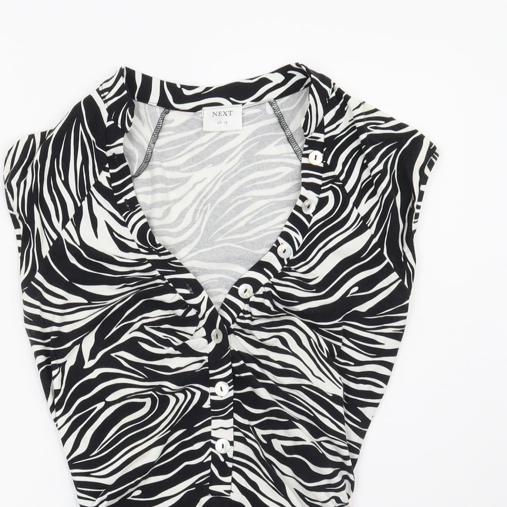 NEXT Womens Black Animal Print  Basic Blouse Size 10