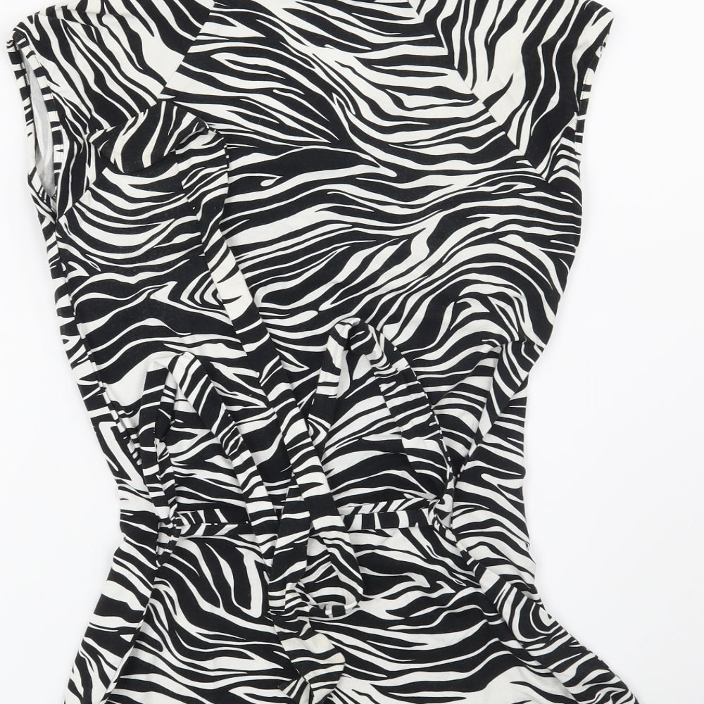 NEXT Womens Black Animal Print  Basic Blouse Size 10
