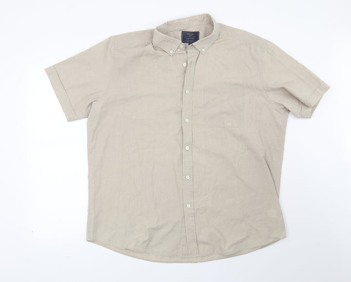 Atlantic Bay Mens Beige    Button-Up Size XL