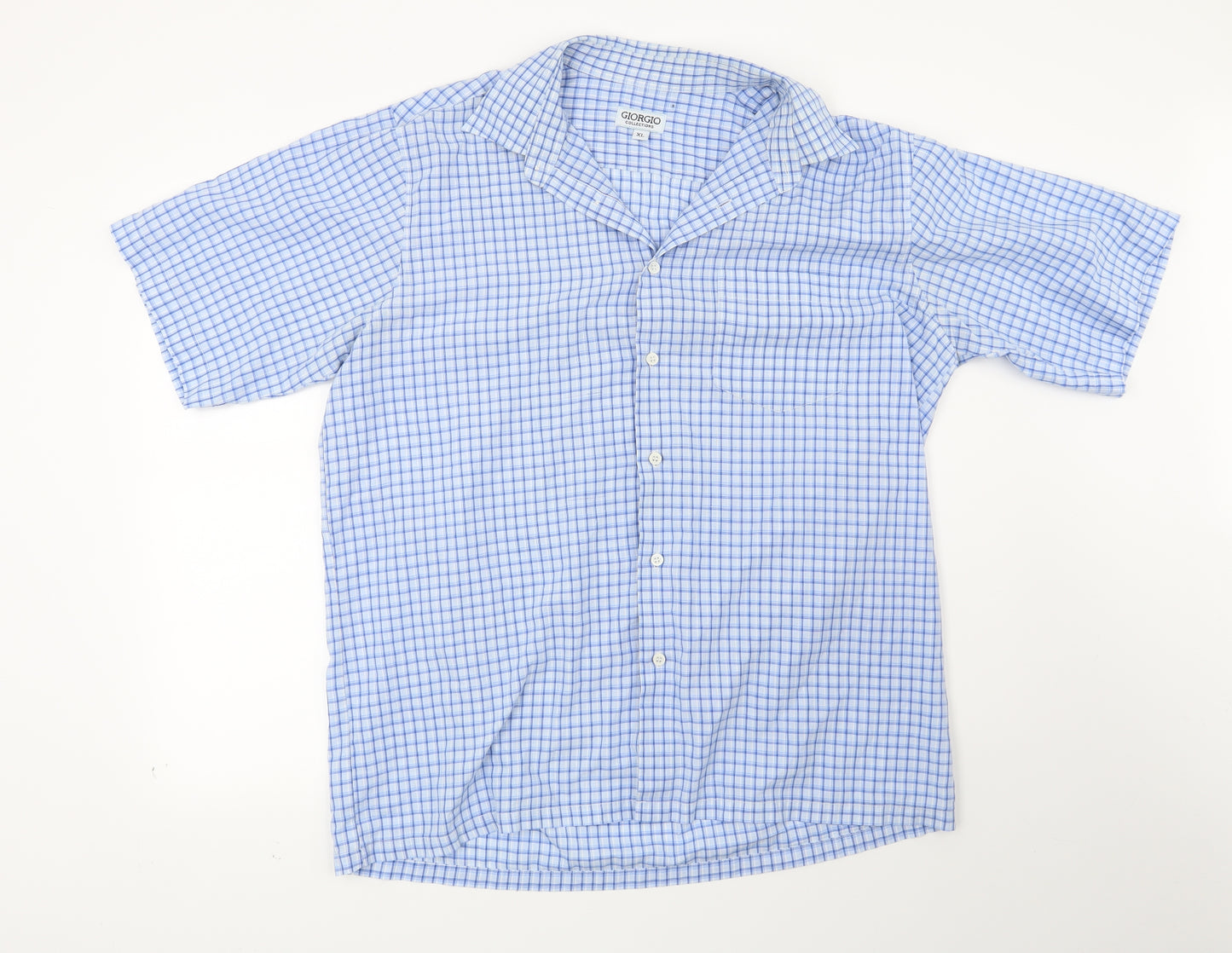 Giorgio Mens Blue Check   Button-Up Size XL