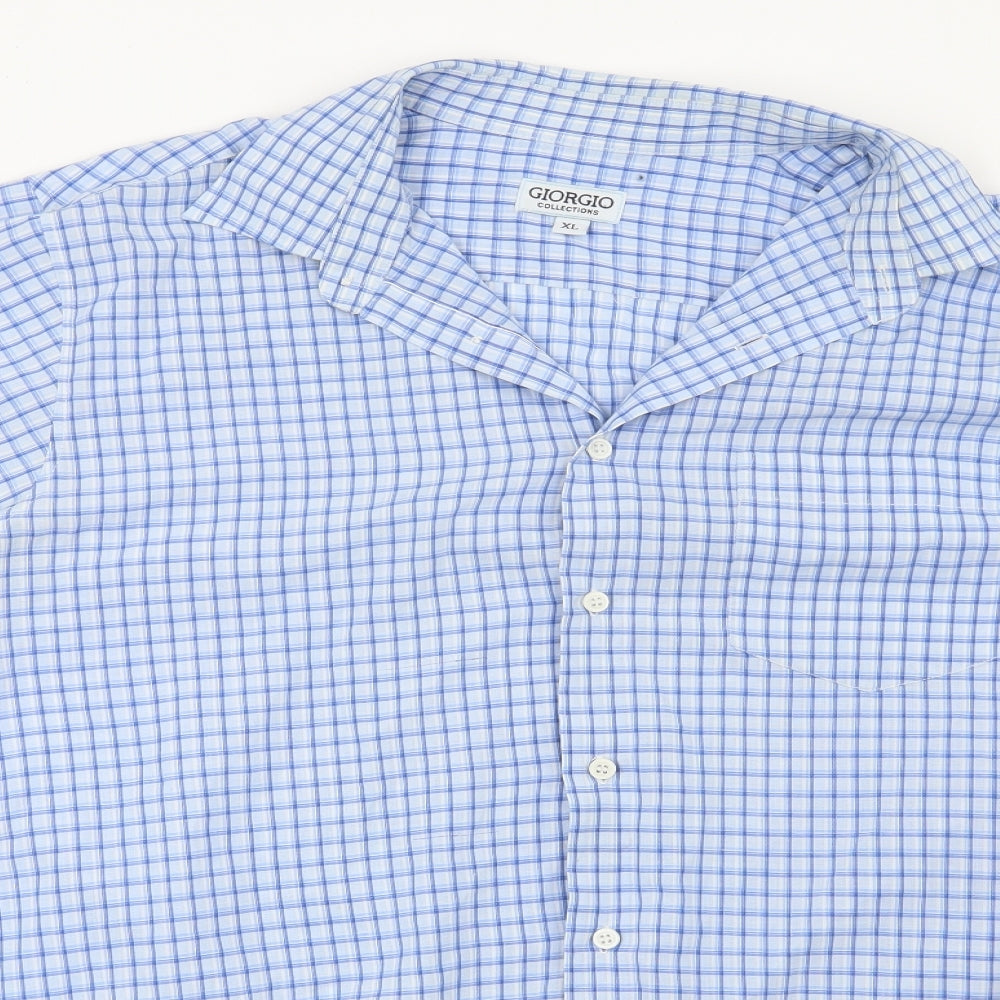 Giorgio Mens Blue Check   Button-Up Size XL