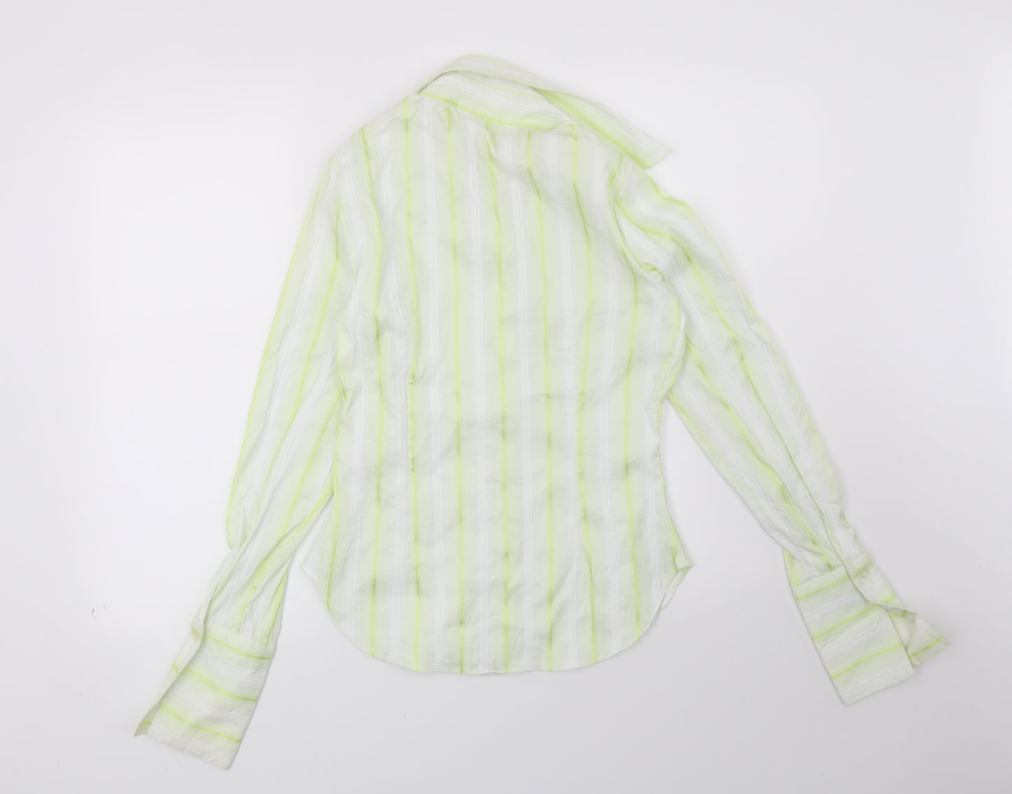 Miss Selfridge Womens Green Striped  Basic Button-Up Size 10