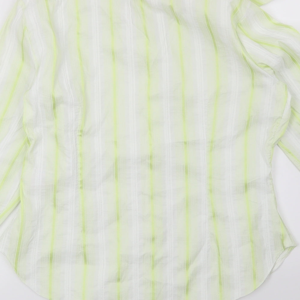 Miss Selfridge Womens Green Striped  Basic Button-Up Size 10