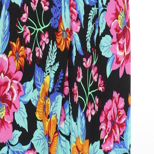 Preworn Womens Black Floral  Trousers  Size 8 L30 in