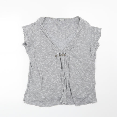 Per Una Womens Grey Striped  Basic T-Shirt Size 14