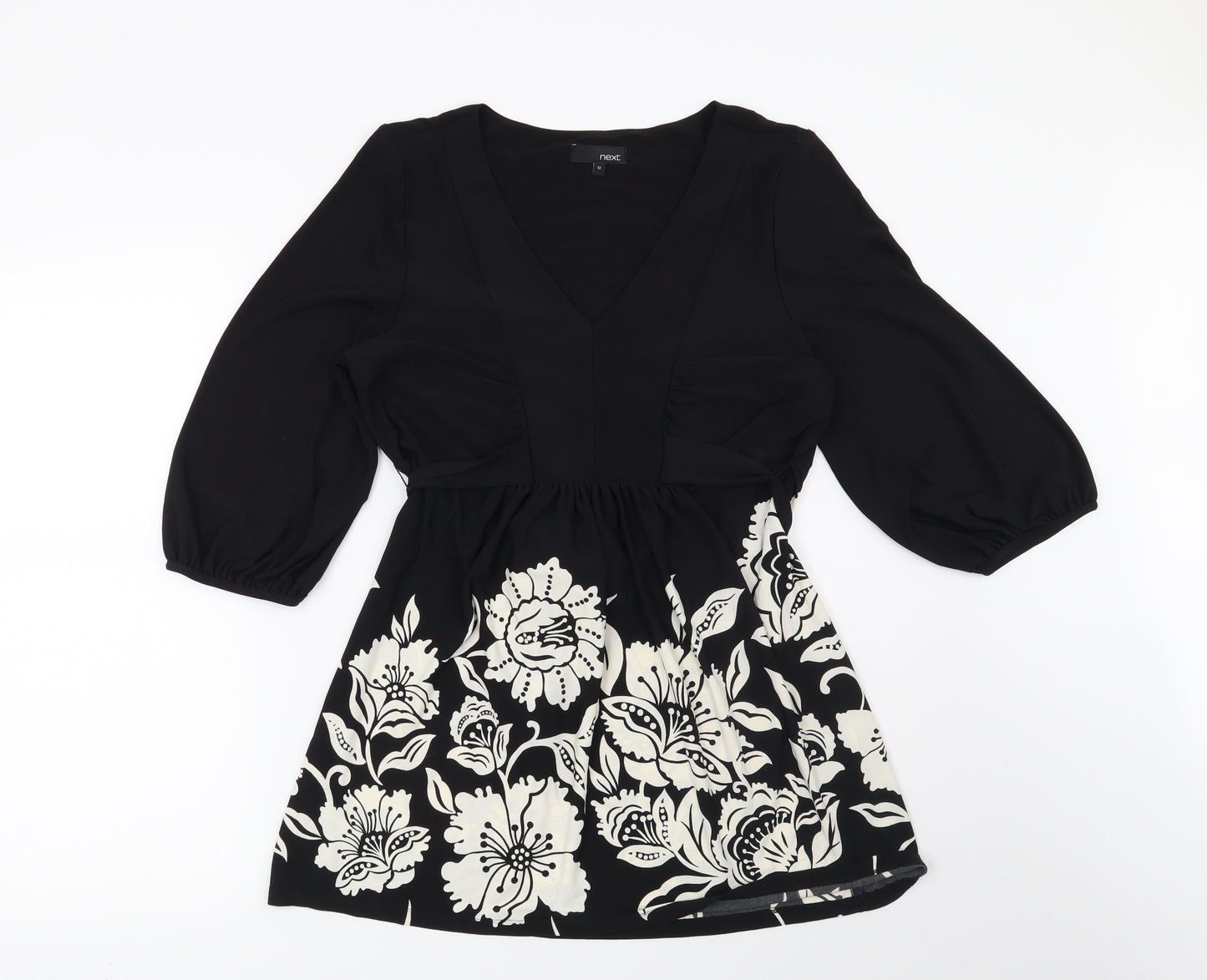 NEXT Womens Black Floral  Basic Blouse Size 12