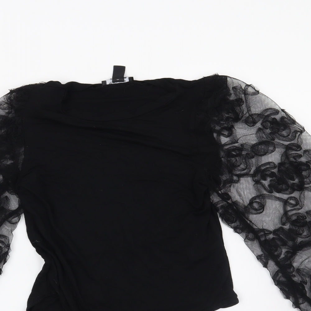 New Look Womens Black Geometric  Basic Blouse Size 12